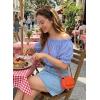 image:imageEVALESS Womens Tops Off The Shoulder Blouses for Women Dressy Casual Cute Puff Sleeve T Shirts Fashion 2026Beau Blue