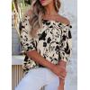 image:imageEVALESS Womens Tops Off The Shoulder Blouses for Women Dressy Casual Cute Puff Sleeve T Shirts Fashion 2026Black Floral