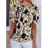 image:imageEVALESS Womens Tops Off The Shoulder Blouses for Women Dressy Casual Cute Puff Sleeve T Shirts Fashion 2026Black Floral