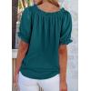 image:imageEVALESS Womens Tops Off The Shoulder Blouses for Women Dressy Casual Cute Puff Sleeve T Shirts Fashion 2026Prussian Blue