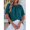 image:imageEVALESS Womens Tops Off The Shoulder Blouses for Women Dressy Casual Cute Puff Sleeve T Shirts Fashion 2026Prussian Blue