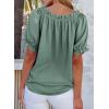 image:imageEVALESS Womens Tops Off The Shoulder Blouses for Women Dressy Casual Cute Puff Sleeve T Shirts Fashion 2026Turquoise Green