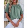 image:imageEVALESS Womens Tops Off The Shoulder Blouses for Women Dressy Casual Cute Puff Sleeve T Shirts Fashion 2026Turquoise Green