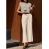 image:imageEVALESS Womens Wide Leg Pants Elastic High Waisted Waffle Knit Work Palazzo Pants Business Casual Trousers with PocketsBeige