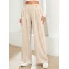 image:imageEVALESS Womens Wide Leg Pants Elastic High Waisted Waffle Knit Work Palazzo Pants Business Casual Trousers with PocketsBeige
