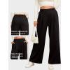image:imageEVALESS Womens Wide Leg Pants Elastic High Waisted Waffle Knit Work Palazzo Pants Business Casual Trousers with PocketsBlack