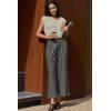 image:imageEVALESS Womens Wide Leg Pants Elastic High Waisted Waffle Knit Work Palazzo Pants Business Casual Trousers with PocketsDark Grey