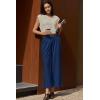 image:imageEVALESS Womens Wide Leg Pants Elastic High Waisted Waffle Knit Work Palazzo Pants Business Casual Trousers with PocketsDark Navy Blue
