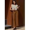 image:imageEVALESS Womens Wide Leg Pants Elastic High Waisted Waffle Knit Work Palazzo Pants Business Casual Trousers with PocketsE Brown