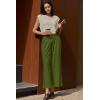 image:imageEVALESS Womens Wide Leg Pants Elastic High Waisted Waffle Knit Work Palazzo Pants Business Casual Trousers with PocketsJungle Green