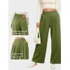 image:imageEVALESS Womens Wide Leg Pants Elastic High Waisted Waffle Knit Work Palazzo Pants Business Casual Trousers with PocketsJungle Green