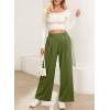 image:imageEVALESS Womens Wide Leg Pants Elastic High Waisted Waffle Knit Work Palazzo Pants Business Casual Trousers with PocketsJungle Green
