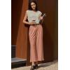 image:imageEVALESS Womens Wide Leg Pants Elastic High Waisted Waffle Knit Work Palazzo Pants Business Casual Trousers with PocketsT Dusty Pink