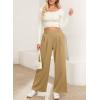 image:imageEVALESS Womens Wide Leg Pants Elastic High Waisted Waffle Knit Work Palazzo Pants Business Casual Trousers with PocketsTan