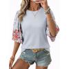 image:imageEVALESS 34 Length Sleeve Womens Tops Dressy Casual Blouses Floral Print Crewneck Patchwork Shirts 2026 Spring Outfits