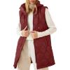 image:imageEVALESS Long Puffer Vest Women Sleeveless Hooded Puffer Jacket Lightweight Quilted Jackets Winter Warm Zip Up Coat OuterwearRacing Red