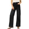 image:imageEVALESS Womens High Waisted Wide Leg Stretchy Denim PantsBlack