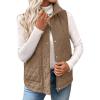 image:imageEVALESS Womens Puffer Vest Lightweight Stand Collar Sleeveless Cropped Quilted Jackets Button Fall Zip Up Coat OuterwearLight Brown