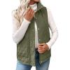 image:imageEVALESS Womens Puffer Vest Lightweight Stand Collar Sleeveless Cropped Quilted Jackets Button Fall Zip Up Coat OuterwearVineyard Green