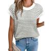 image:imageEVALESS Womens Sweater Vest Striped Pullover Tank Top Round Neck Cap Sleeve Lightweight 2026 Summer Casual ClothesBlack Stripe