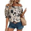 image:imageEVALESS Womens Tops Off The Shoulder Blouses for Women Dressy Casual Cute Puff Sleeve T Shirts Fashion 2026Black Floral