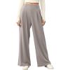 image:imageEVALESS Womens Wide Leg Pants Elastic High Waisted Waffle Knit Work Palazzo Pants Business Casual Trousers with PocketsLight Grey