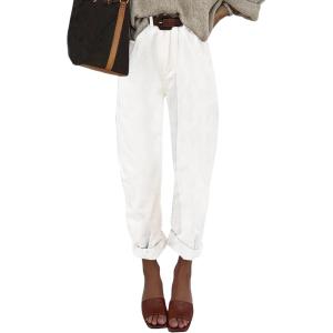 image:imageEVALESS Womens High Waisted Baggy Boyfriend Barrel JeansWhite