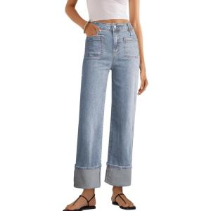 image:imageEVALESS Womens High Waisted Wide Leg JeansLight Blue