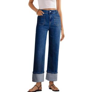image:imageEVALESS Womens High Waisted Wide Leg JeansSail Blue