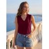 image:imageEVALESS Womens Lace Patchwork Tank Tops V Neck Casual Camisoles Sleeveless Business Work Blouses Dressy Summer ShirtsBurgundy