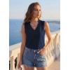 image:imageEVALESS Womens Lace Patchwork Tank Tops V Neck Casual Camisoles Sleeveless Business Work Blouses Dressy Summer ShirtsDark Blue