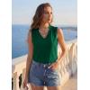 image:imageEVALESS Womens Lace Patchwork Tank Tops V Neck Casual Camisoles Sleeveless Business Work Blouses Dressy Summer ShirtsDark Green