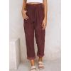 image:imageEVALESS Corduroy Pants for Women Casual Elastic High Waisted Straight Leg Baggy Pants Loose Comfy Trousers with PocketsA Red