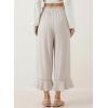 image:imageEVALESS Linen Pants Women Summer Casual Wide Leg Drawstring Elastic Waist Ruffle Hem Capri Pants with PocketsBeige