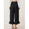 image:imageEVALESS Linen Pants Women Summer Casual Wide Leg Drawstring Elastic Waist Ruffle Hem Capri Pants with PocketsBlack
