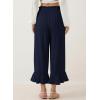 image:imageEVALESS Linen Pants Women Summer Casual Wide Leg Drawstring Elastic Waist Ruffle Hem Capri Pants with PocketsNavy Blue