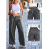 image:imageEVALESS Womens Fleece Lined Pants Wide Leg High Waisted Knit Palazzo Pants Business Casual Work Trousers with PocketsDark Grey