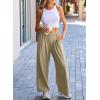 image:imageEVALESS Womens Fleece Lined Pants Wide Leg High Waisted Knit Palazzo Pants Business Casual Work Trousers with PocketsTaupe