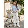 image:imageEVALESS Womens Linen Pants Summer High Waist Wide Leg Palazzo Pants Casual Trousers 2026 Beach Travel Vacation Outfits1a White