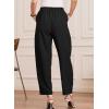 image:imageEVALESS Womens Wide Leg Barrel Pants Elastic High Waisted Business Casual Work Pants Trousers with PocketsBlack
