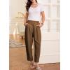 image:imageEVALESS Womens Wide Leg Barrel Pants Elastic High Waisted Business Casual Work Pants Trousers with PocketsBrown