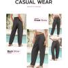 image:imageEVALESS Womens Wide Leg Barrel Pants Elastic High Waisted Business Casual Work Pants Trousers with PocketsDark Grey