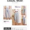 image:imageEVALESS Womens Wide Leg Barrel Pants Elastic High Waisted Business Casual Work Pants Trousers with PocketsGrey