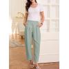 image:imageEVALESS Womens Wide Leg Barrel Pants Elastic High Waisted Business Casual Work Pants Trousers with PocketsLake Green