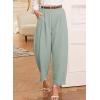 image:imageEVALESS Womens Wide Leg Barrel Pants Elastic High Waisted Business Casual Work Pants Trousers with PocketsLake Green