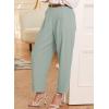 image:imageEVALESS Womens Wide Leg Barrel Pants Elastic High Waisted Business Casual Work Pants Trousers with PocketsLake Green