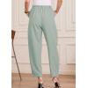 image:imageEVALESS Womens Wide Leg Barrel Pants Elastic High Waisted Business Casual Work Pants Trousers with PocketsLake Green