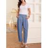 image:imageEVALESS Womens Wide Leg Barrel Pants Elastic High Waisted Business Casual Work Pants Trousers with PocketsLight Blue