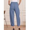 image:imageEVALESS Womens Wide Leg Barrel Pants Elastic High Waisted Business Casual Work Pants Trousers with PocketsLight Blue