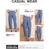 image:imageEVALESS Womens Wide Leg Barrel Pants Elastic High Waisted Business Casual Work Pants Trousers with PocketsLight Blue